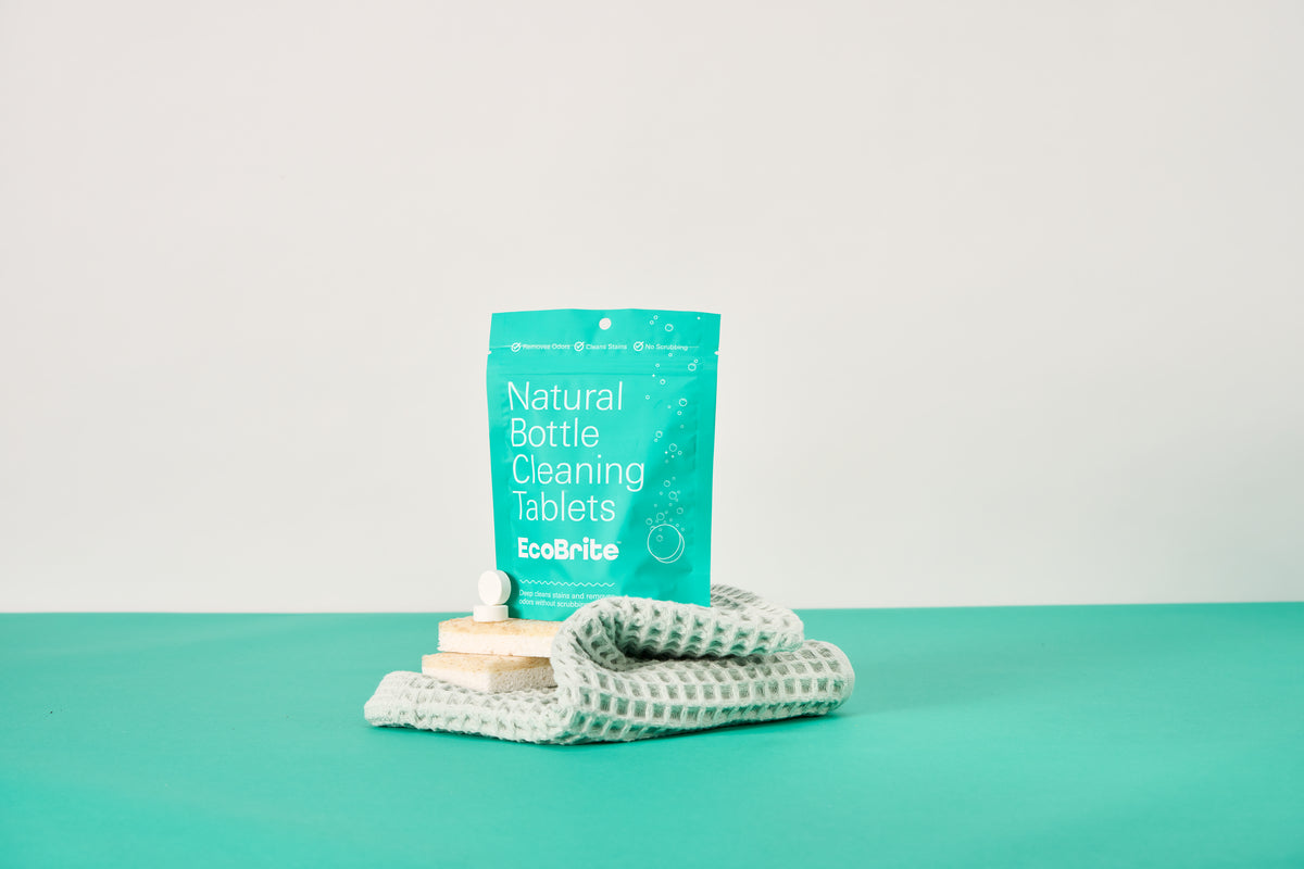 EccoBrite Tables sitting on top of a rag and sponges